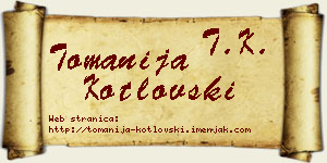 Tomanija Kotlovski vizit kartica